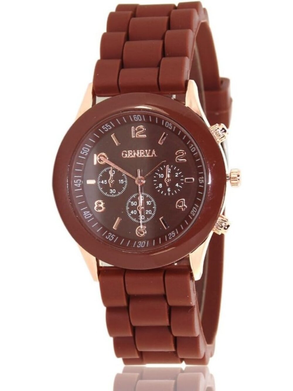 Women's Brown Analog Quartz Fashion Silicone Crosshair Unisex Jelly Wrist Watch